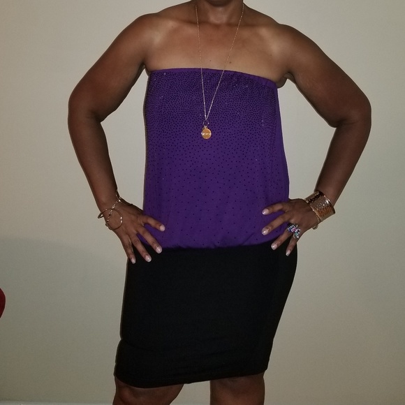 NWT Lane Bryant Purple Sequin Tube Top - Picture 2 of 5